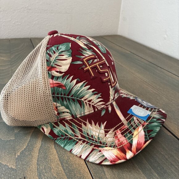 Florida State University Seminoles Floral Print Mesh Back Snapback Cap (C9) - Picture 3 of 9